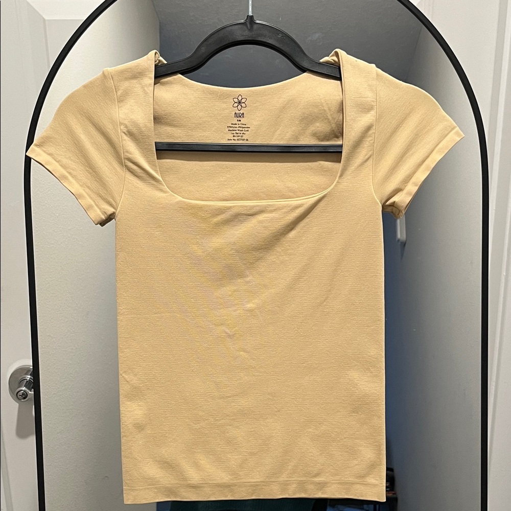 Aura Light Yellow Square Neck Tee